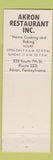 Matchbook Cover - Akron Restaurant Akron PA