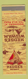 Matchbook Cover - Hedge's Wigwam Detroit MI CREASES