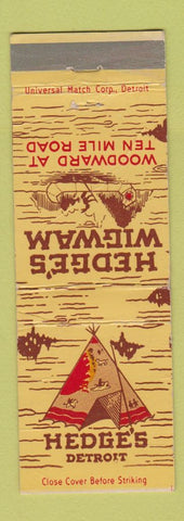 Matchbook Cover - Hedge's Wigwam Detroit MI CREASES