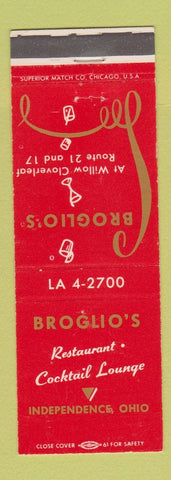 Matchbook Cover - Broglio's Restaurant Independence OH