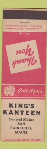Matchbook Cover - King's Kanteen Fairfield ME