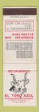 Matchbook Cover - Restaurante El Toro Azul Malaga Spain