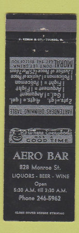 Matchbook Cover - Aero Bar Toledo OH
