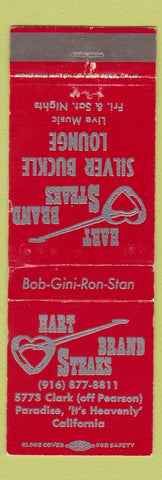 Matchbook Cover - Hart Brand Steaks Silver Buckle Lounge Paradise CA
