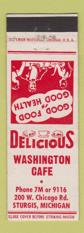 Matchbook Cover - Washington Cafe Sturgis MI