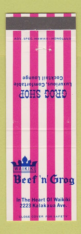 Matchbook Cover - Beef n Grog Waikiki Hawaii