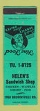 Matchbook Cover - Helen's Sandwich Shop  WEAR