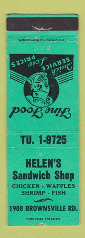 Matchbook Cover - Helen's Sandwich Shop  WEAR