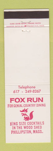 Matchbook Cover - Fox Run Restaurant Phillipston MA