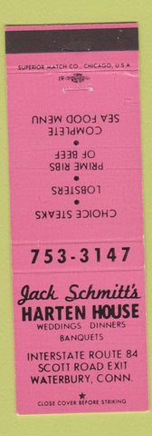 Matchbook Cover - Jack Schmitt's Harten House Waterbury CT PINK