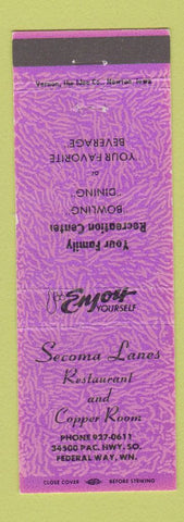 Matchbook Cover - Secoma Lanes Bowling Federal Way WA