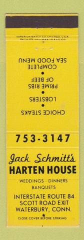 Matchbook Cover - Jack Schmitt's Harten House Waterbury CT YELLOW