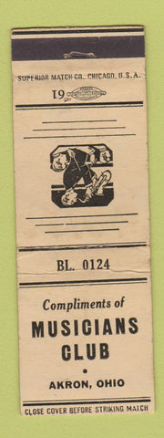 Matchbook Cover - Musicians Club Akron OH
