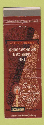 Matchbook Cover - Secor Hotel Toledo OH Candlelight Buffet