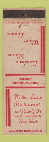 Matchbook Cover - Helen Lane Restaurant New York City STAINED