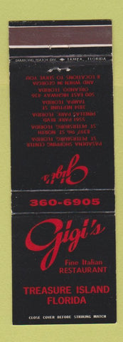 Matchbook Cover - Gigi's Italian Restaurant Treasure Island FL