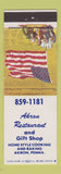 Matchbook Cover - Akron Restaurant Akron PA