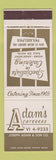 Matchbook Cover - Adam's Caterers Philadelphia PA