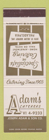 Matchbook Cover - Adam's Caterers Philadelphia PA