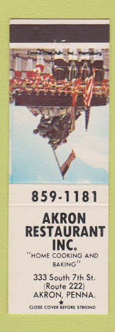 Matchbook Cover - Akron Restaurant Akron PA