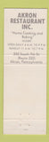 Matchbook Cover - Akron Restaurant Akron PA