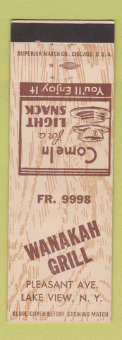 Matchbook Cover - Wanakah Grill Lake View NY