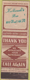 Matchbook Cover - Kulhanek's Bar STAMPED WEAR
