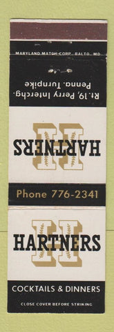 Matchbook Cover - Hartners Restaurant PA Turnpike