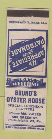 Matchbook Cover - Bruno's Oyster House Philadelphia PA