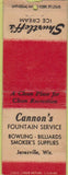 Matchbook Cover - Cannon's Janesville WI bowling billiards BOBTAIL