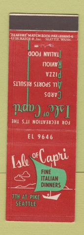Matchbook Cover - Isle of Capri Restaurant Italian Seattle WA feature