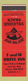 Matchbook Cover - F and M Drive Inn McBride BC