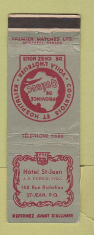 Matchbook Cover - Hotel St Jean QC WORN