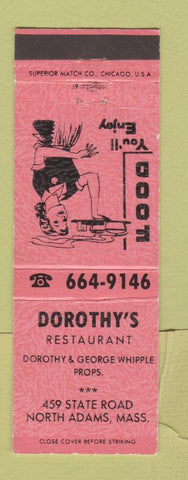Matchbook Cover - Dorothy's Restaurant North Adams MA