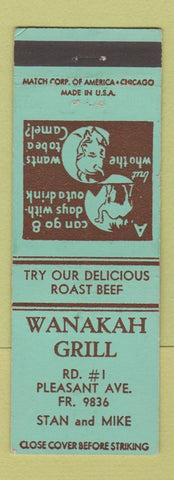 Matchbook Cover - Wanakah Grill Lake View NY