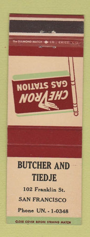 Matchbook Cover - Chevron oil gas Butcher Tiedje San Francisco CA