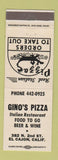 Matchbook Cover - Gino's Pizza El Cajon CA
