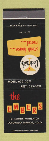 Matchbook Cover - The Embers Restaurant Colorado Springs