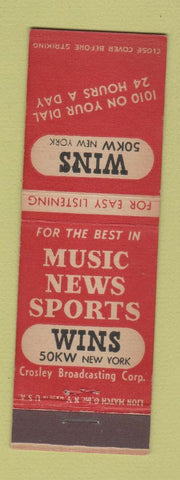 Matchbook Cover - WINS Radio New York City Sports Yankees Baseball Football