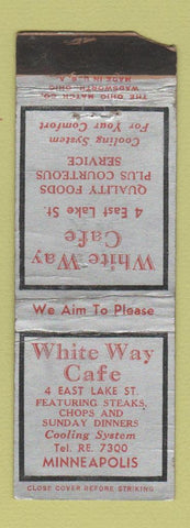 Matchbook Cover - White Way Cafe Minneapolis MN POOR STRIKER