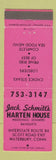 Matchbook Cover - Jack Schmitt's Harten House Waterbury CT PINK
