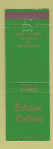 Matchbook Cover - Adrian Cotter's Berkley MI