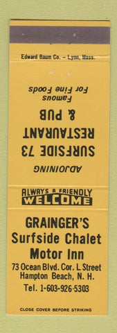 Matchbook Cover - Grainger's Surfside Chalet Motor Inn Hampton Beach NH