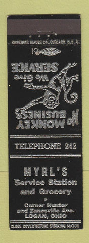 Matchbook Cover - Myrl's Service oil gas Grocery Logan OH