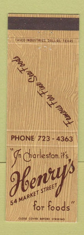 Matchbook Cover - Henry's Restaurant Charleston