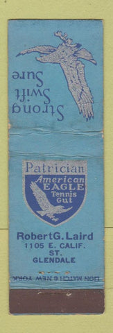 Matchbook Cover - Patrician American Eagle Tennis Gut Glendale CA WEAR