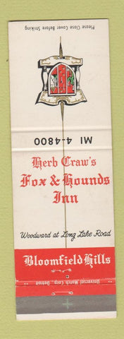 Matchbook Cover - Herb Craw's Fox and Hounds Inn Bloomfield Hills MI