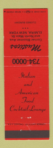 Matchbook Cover - Musticos Restaurant Italian Elmira NY