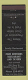 Matchbook Cover - Four Brothers Restaurant Tavern Niagara Falls ON