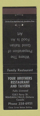 Matchbook Cover - Four Brothers Restaurant Tavern Niagara Falls ON